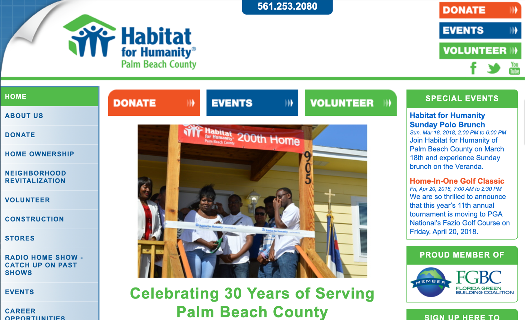 How Habitat's website looked beforehand