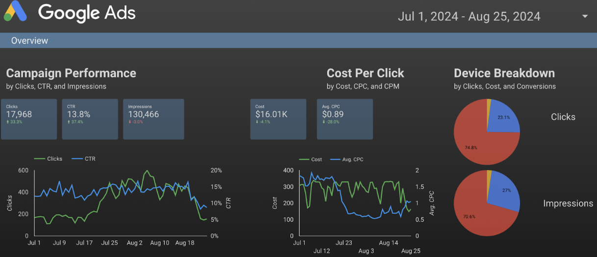 Google Ads performance metrics.